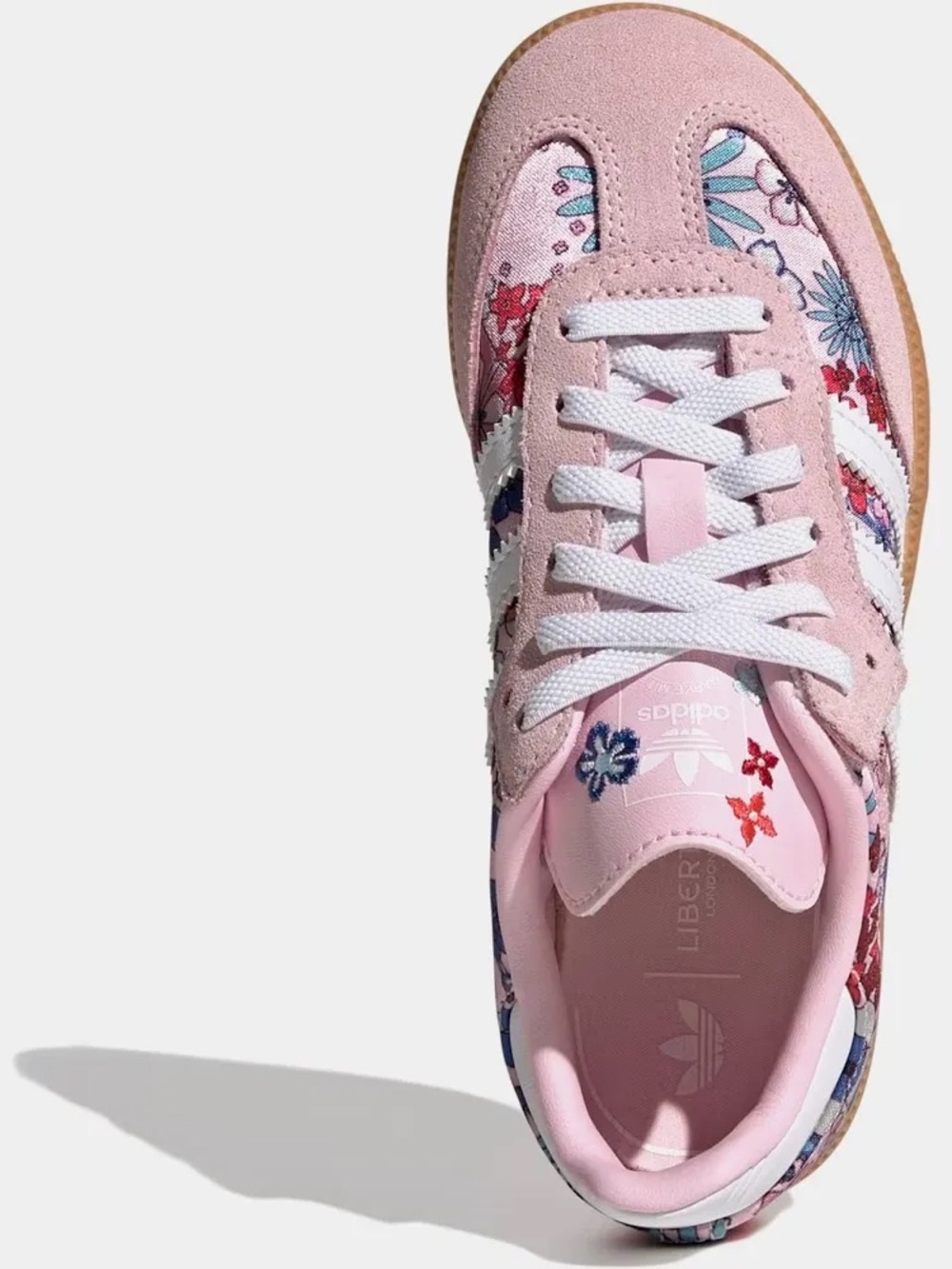 Girls Liberty London adidas Pink Floral Suede Lace-Up Sneaker